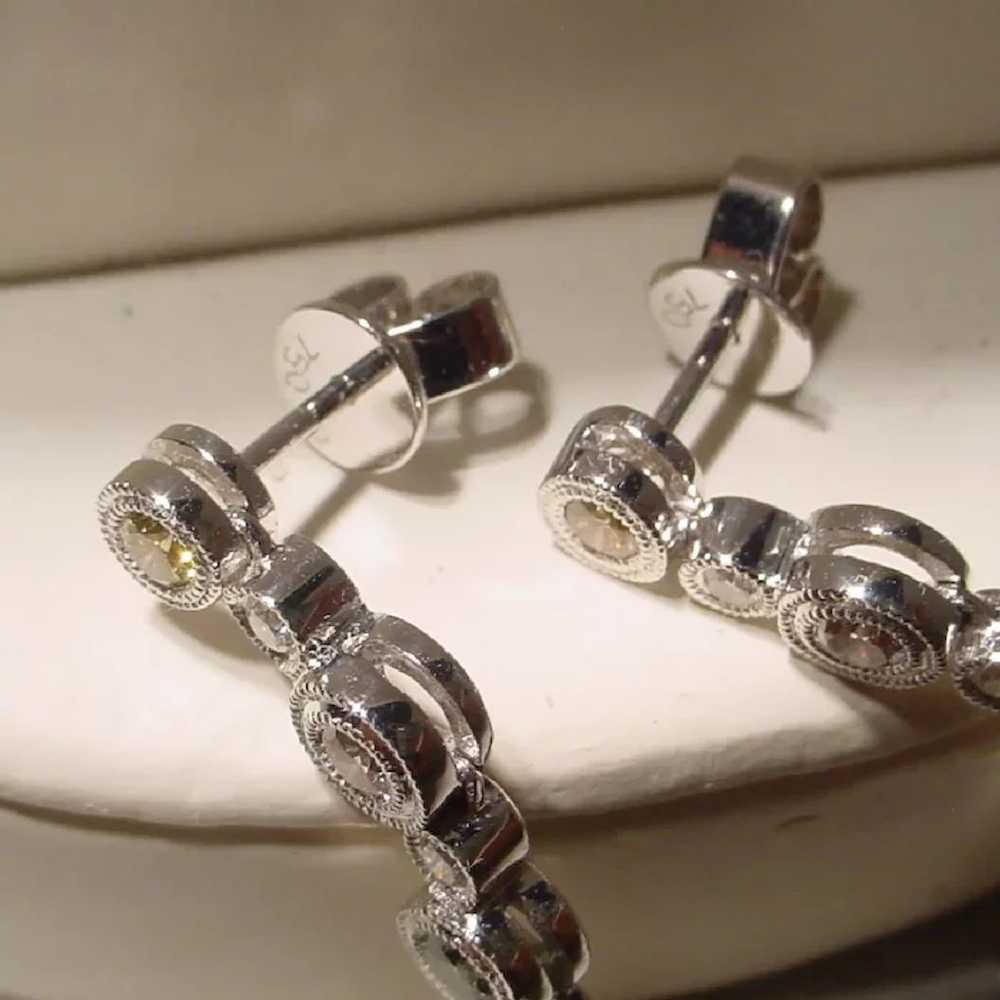 Natural Colored Diamond Earrings 18K Dangling - image 9