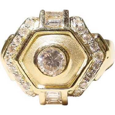 Etruscan Diamond Ring 18K 2-Toned Matte Polished … - image 1