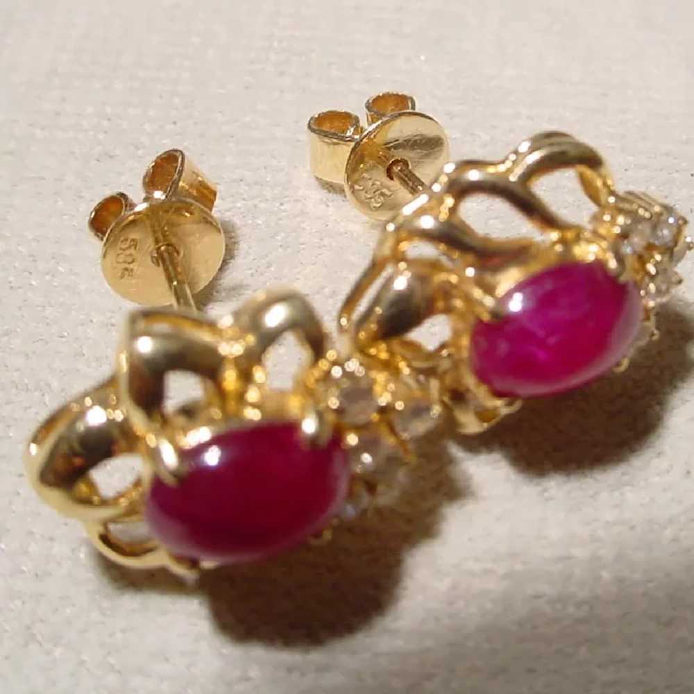 Beautiful Ruby Diamond Earrings 14K - image 7