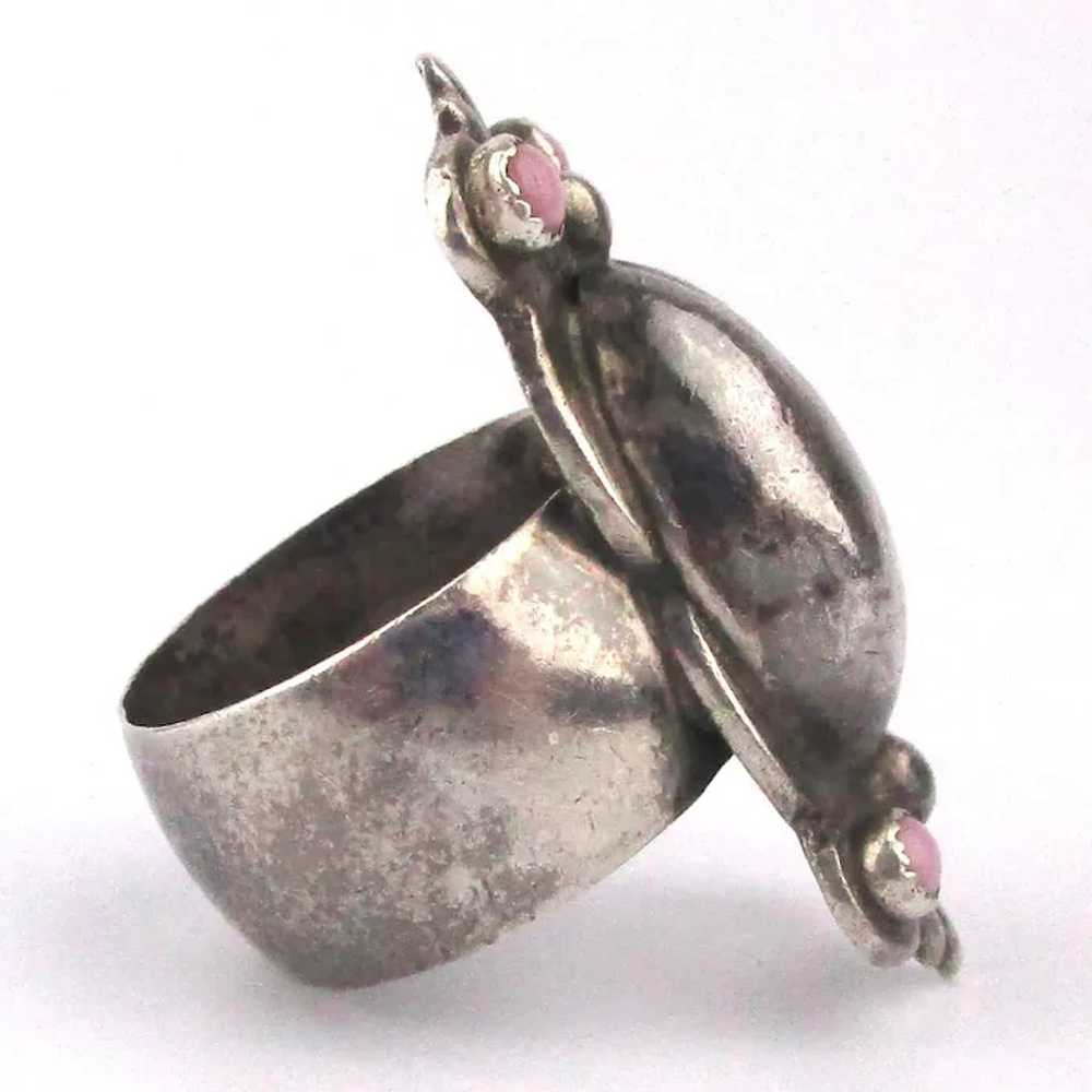 Modernist Stylized Sterling Silver BUG Ring Studi… - image 3