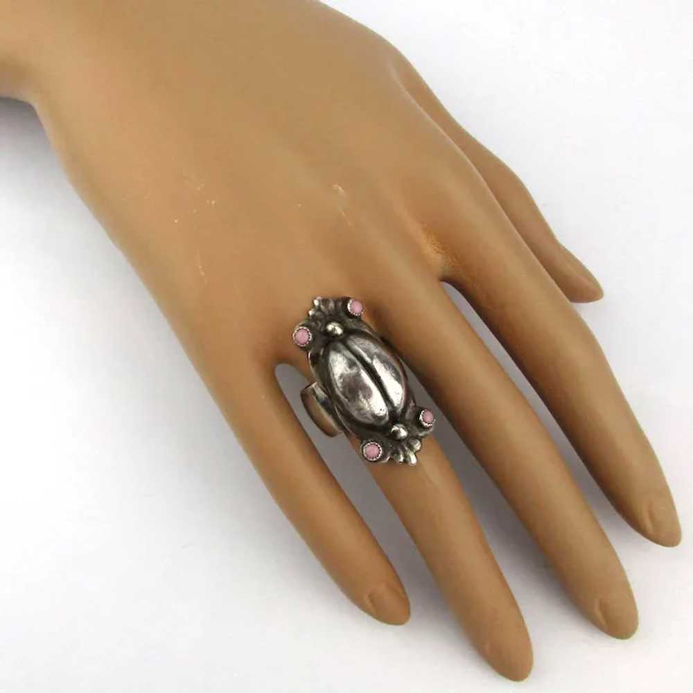 Modernist Stylized Sterling Silver BUG Ring Studi… - image 4