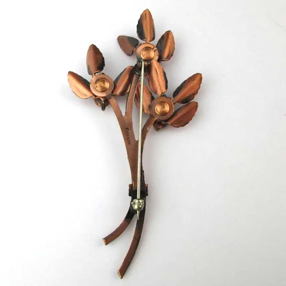 Modernist Renoir Copper Flower Pin Brooch - image 3