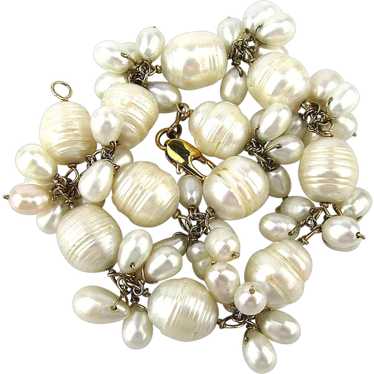 Pretty White Cultured Baroque Pearl Bracelet