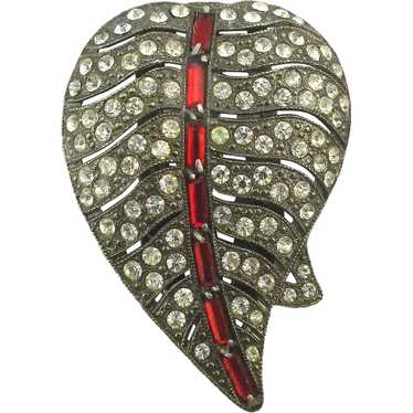 Art Deco Rhinestone Clip Pin Pendant - image 1