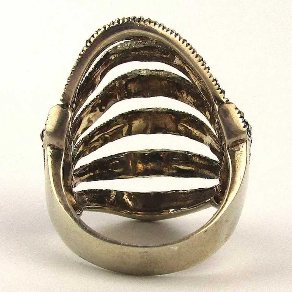 Gorgeous Sterling Silver Marcasite Ring - It Fans… - image 4