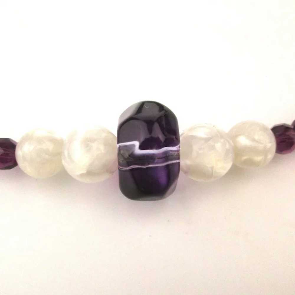 Pauline Rader Long Purple Glass Bead Necklace - image 2