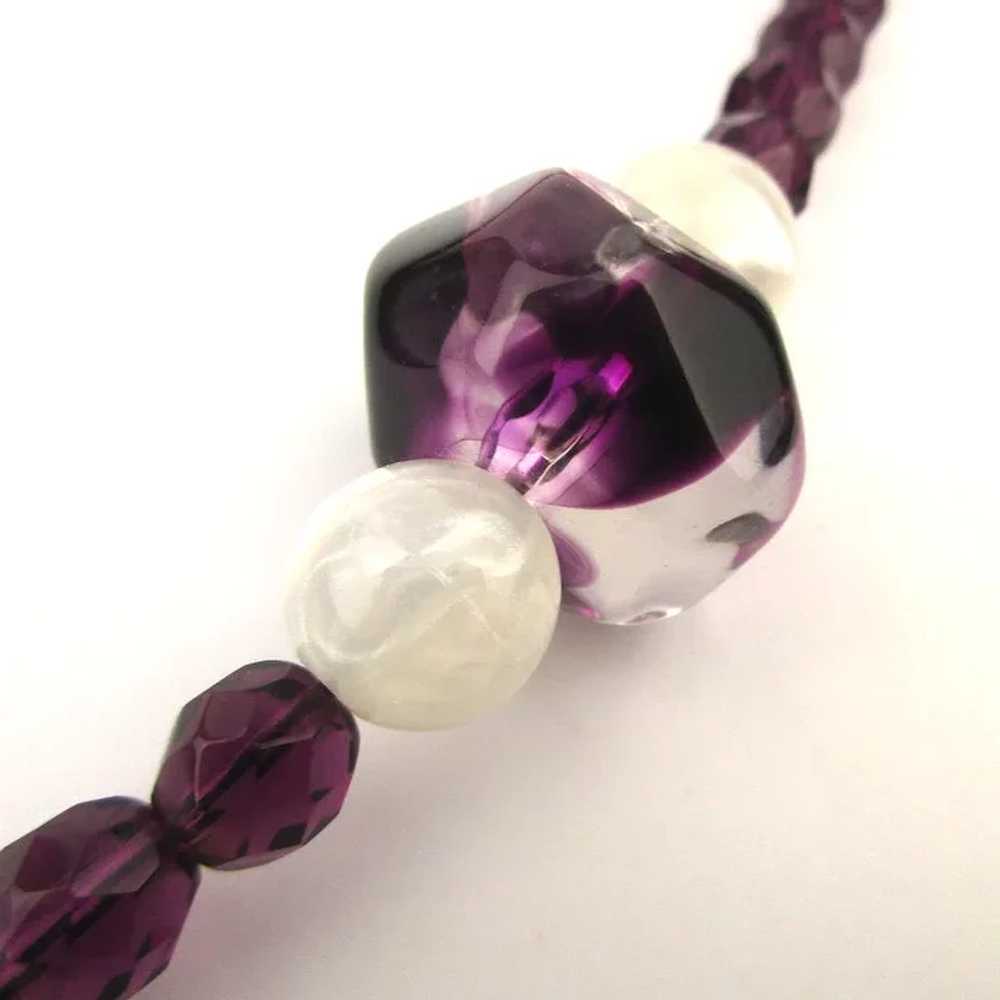 Pauline Rader Long Purple Glass Bead Necklace - image 3