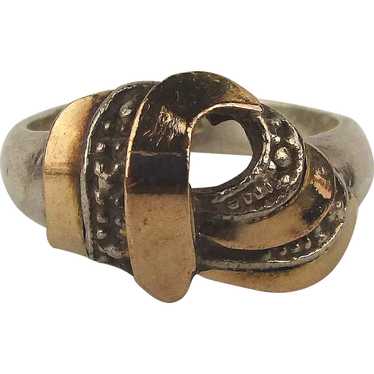 Mixed Metals Sterling Silver 18K Gold Ladies Ring - image 1