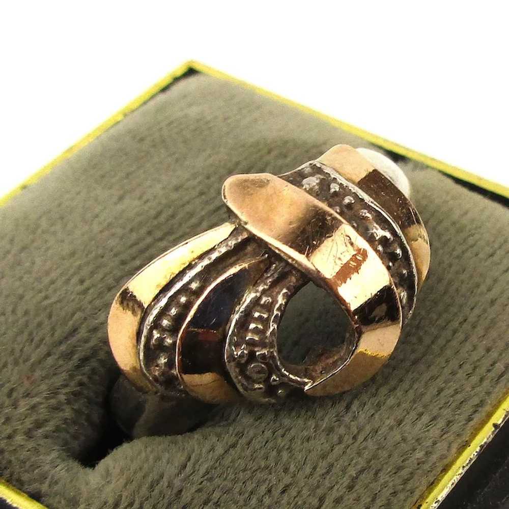 Mixed Metals Sterling Silver 18K Gold Ladies Ring - image 2