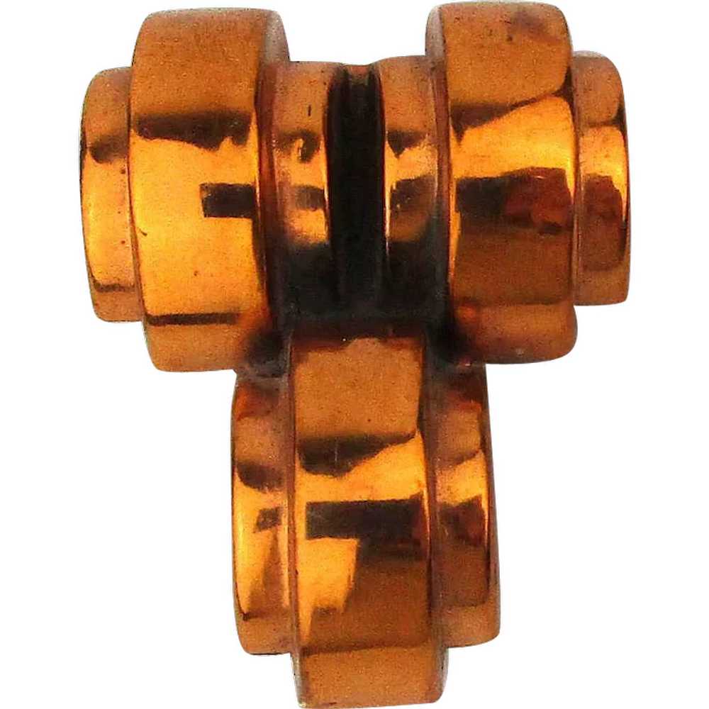 Signed Modernist RENOIR Pin Brooch Copper Deco Do… - image 1