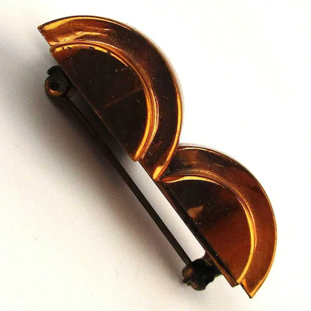 Signed Modernist RENOIR Pin Brooch Copper Deco Do… - image 2