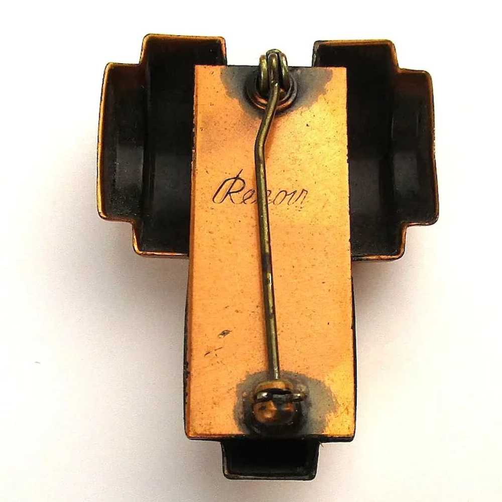 Signed Modernist RENOIR Pin Brooch Copper Deco Do… - image 3