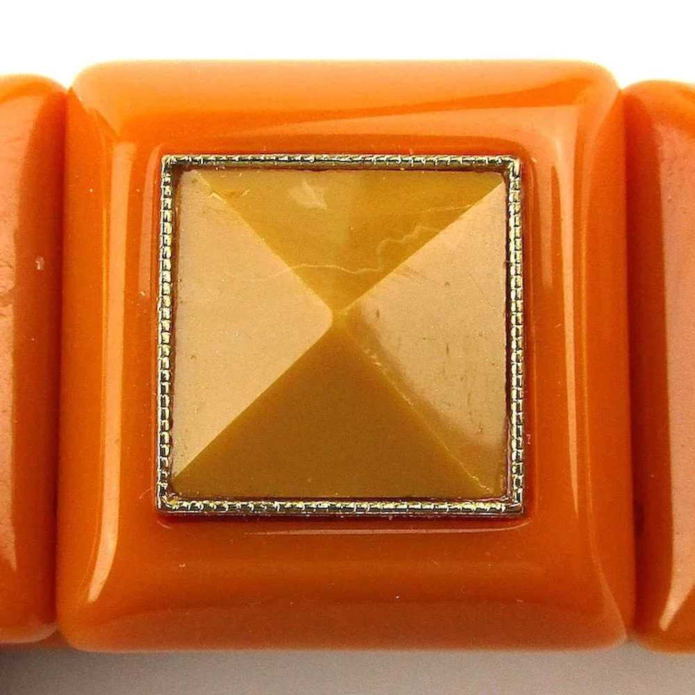 Vintage Bakelite-Like Butterscotch 2-Tone Stretch… - image 2