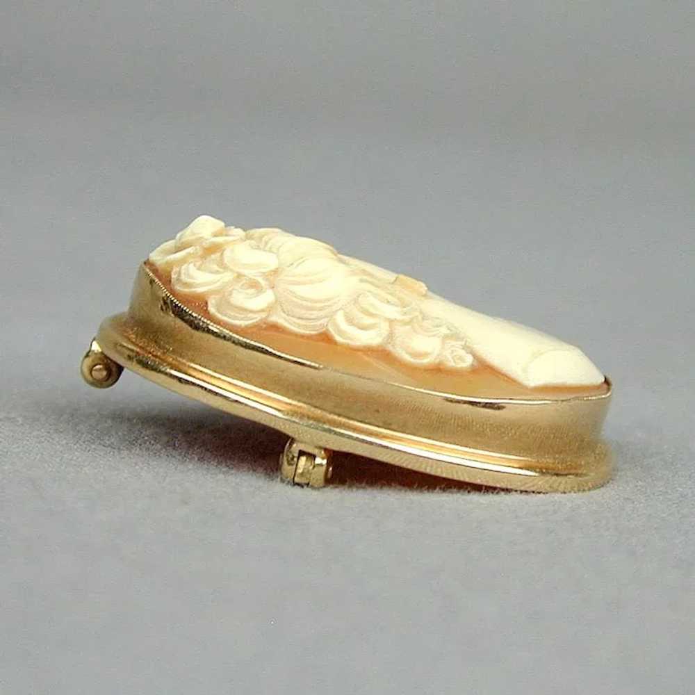 Art Deco Era 10K Gold Carved Shell Cameo Pin - Pe… - image 4