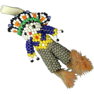 Vintage Southwest Hand-Beaded Figural Man Pendant