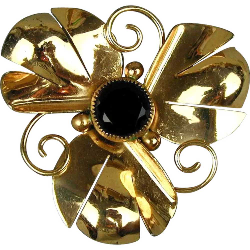 Vintage Gold Vermeil on Sterling Silver Flower Pi… - image 1