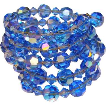 Fabulous Blue AURORA CRYSTAL Vintage Wrap Bracelet - image 1