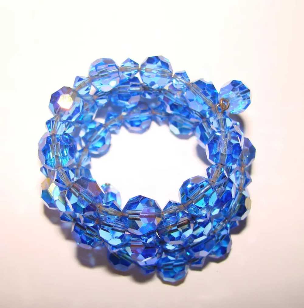 Fabulous Blue AURORA CRYSTAL Vintage Wrap Bracelet - image 2