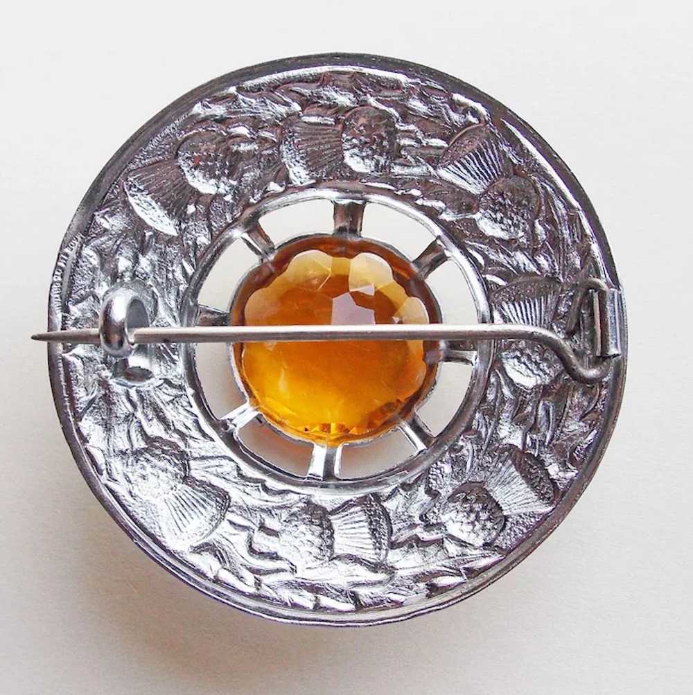 Fabulous HUGE 3 1/4" Amber Glass Stone Thistle Vi… - image 2