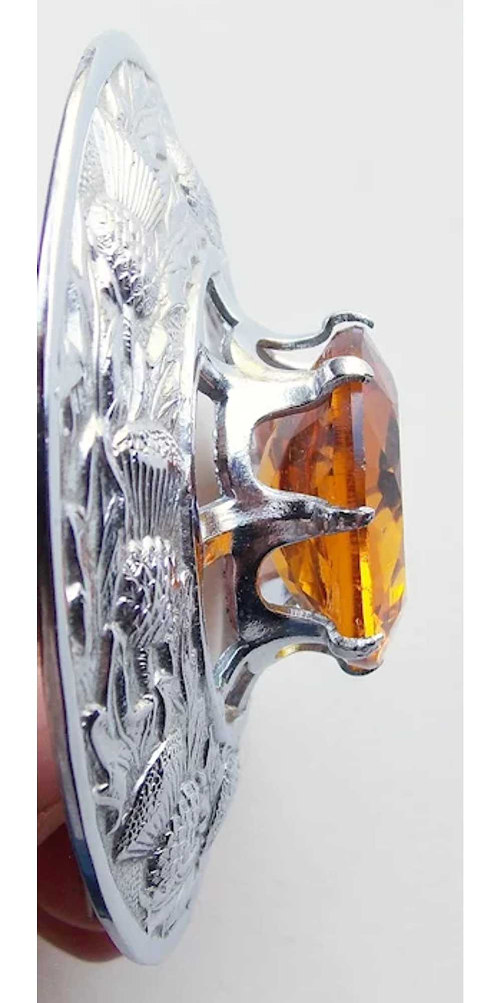 Fabulous HUGE 3 1/4" Amber Glass Stone Thistle Vi… - image 4