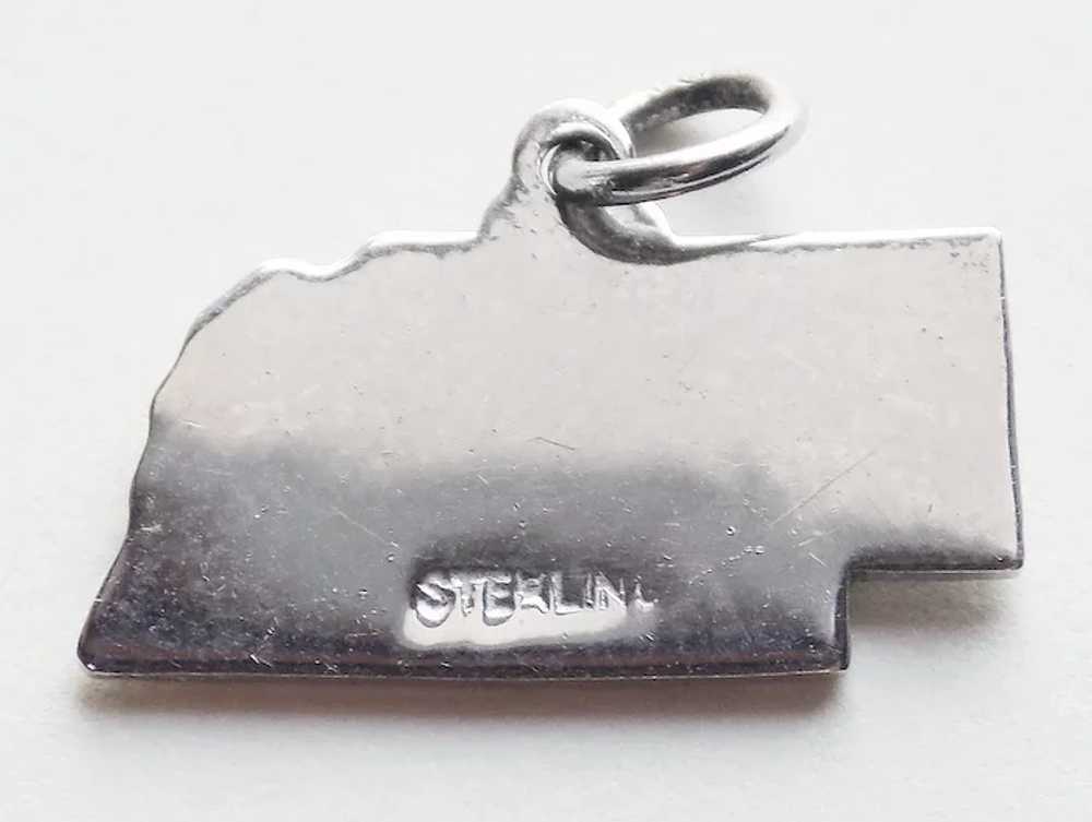 Sterling & Enamel NEBRASKA Vintage Estate Charm -… - image 2