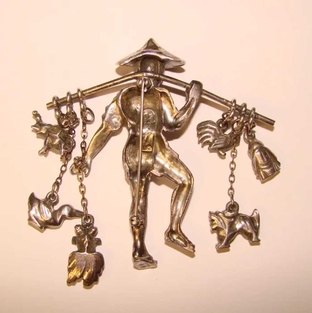 Fabulous LUCKY CHARMS Water Carrier 1940's Brooch - image 2