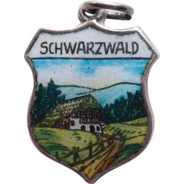 800 Silver & Enamel BLACK FOREST Schwarzwald Vinta