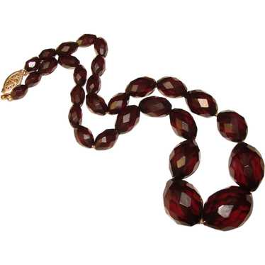 Fabulous Dark CHERRY AMBER BAKELITE Faceted Bead N