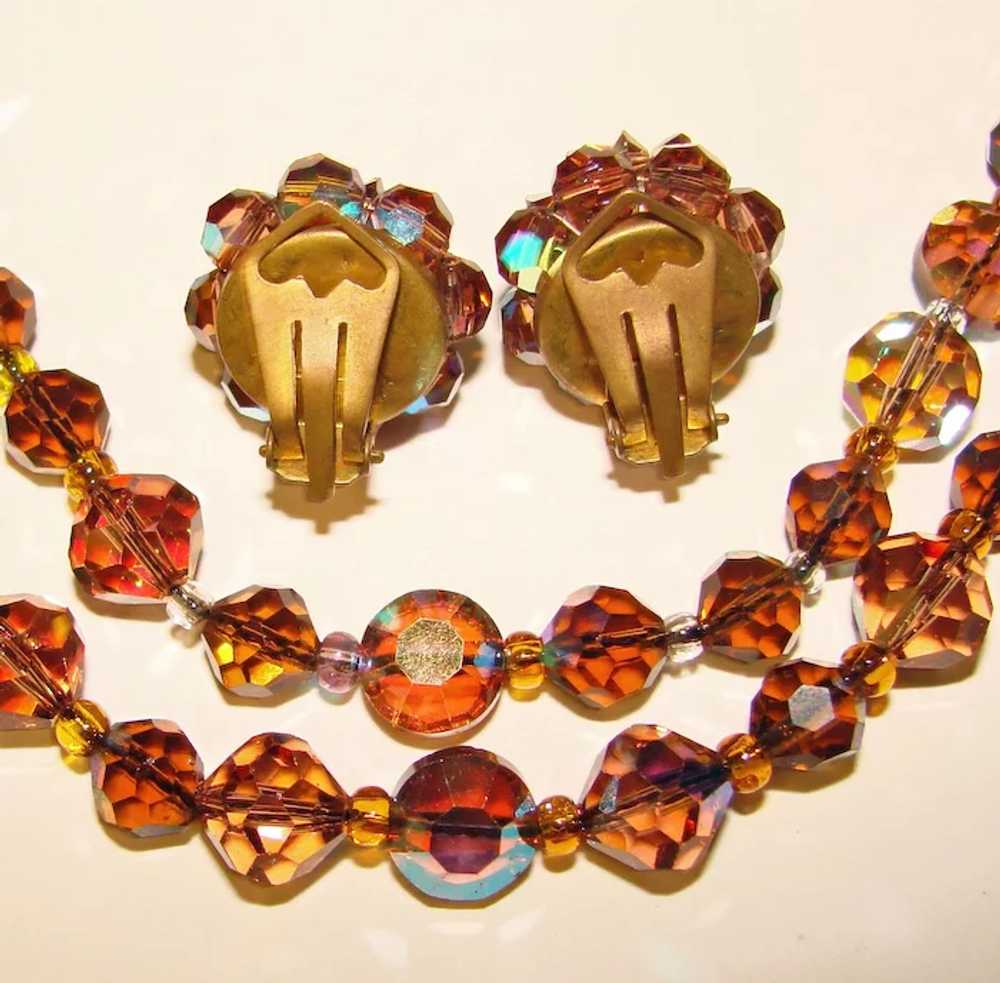 Fabulous Topaz Brown Aurora Crystal 2 Strand Vint… - image 3