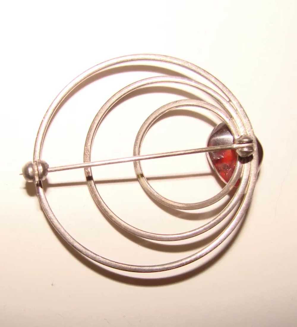 Fabulous STERLING & AMBER Vintage Brooch - image 2