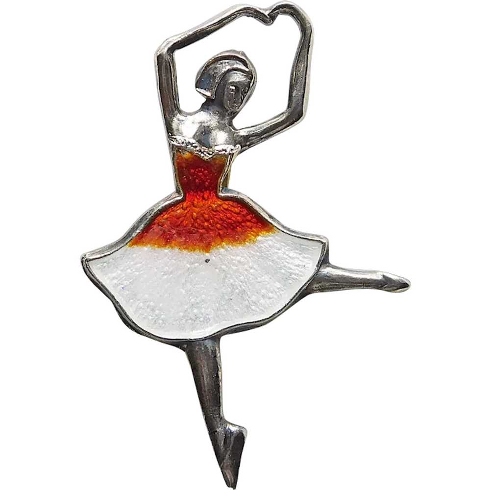 Gorgeous STERLING & ENAMEL Tiny Dancer Ballerina … - image 1