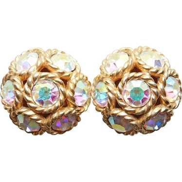 Fabulous Aurora Rhinestone Vintage Earrings - Sig… - image 1