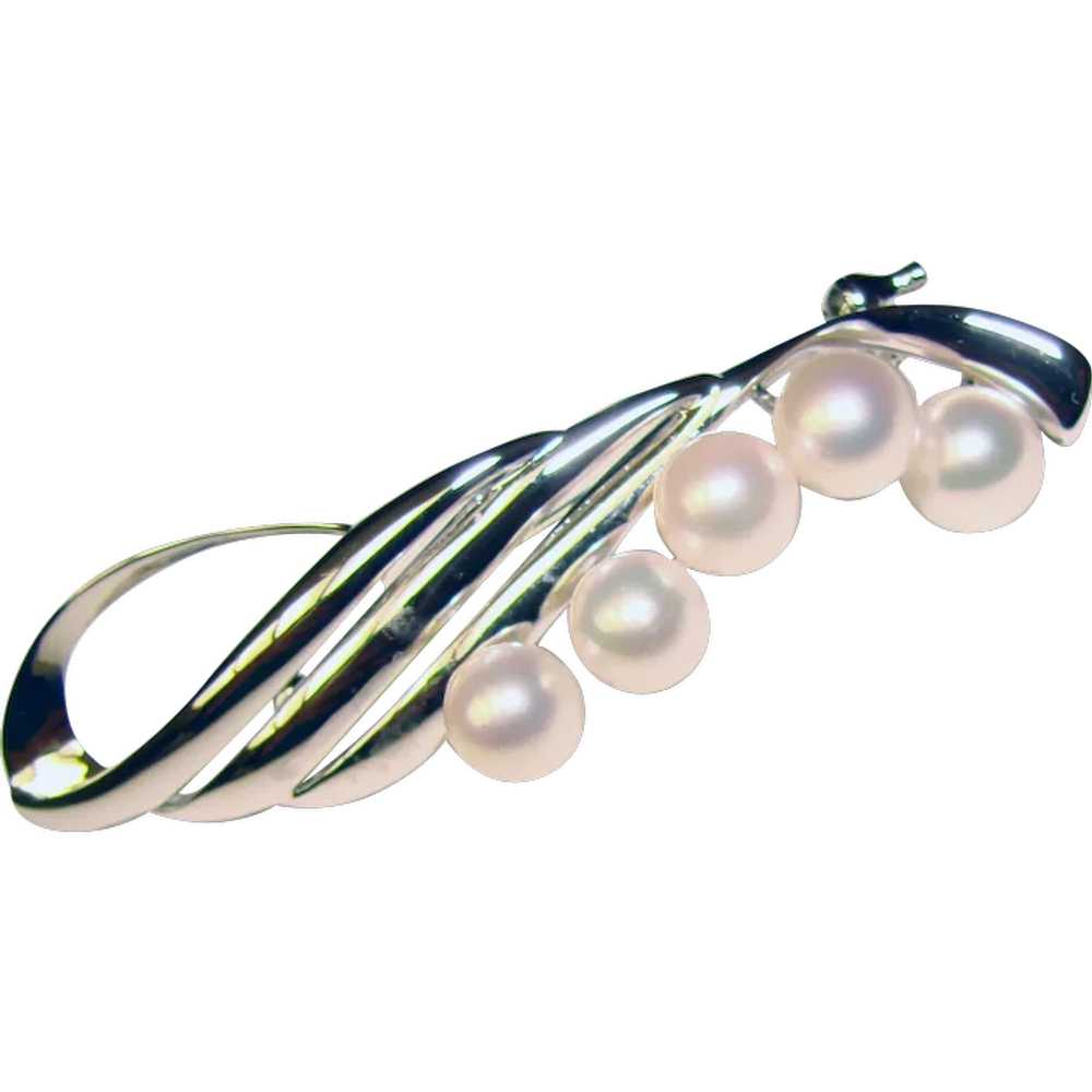 Beautiful Sterling & Akoya Cultured Pearls Vintag… - image 1