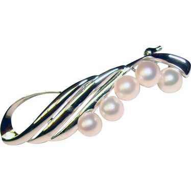 Beautiful Sterling & Akoya Cultured Pearls Vintag… - image 1