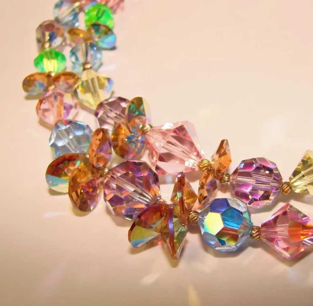 Fabulous Colored Aurora Crystal Vintage 2 Strand … - image 2