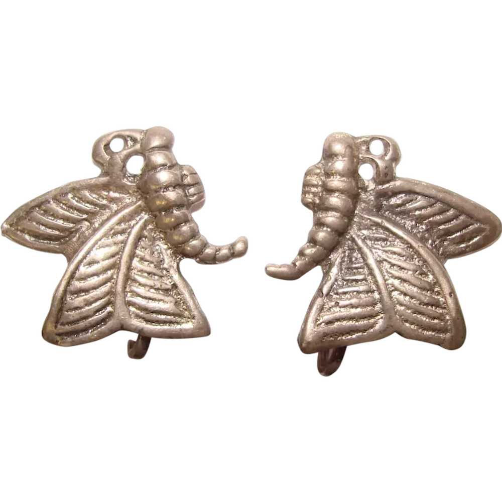 Gorgeous Sterling Butterfly Vintage Earrings - Sc… - image 1