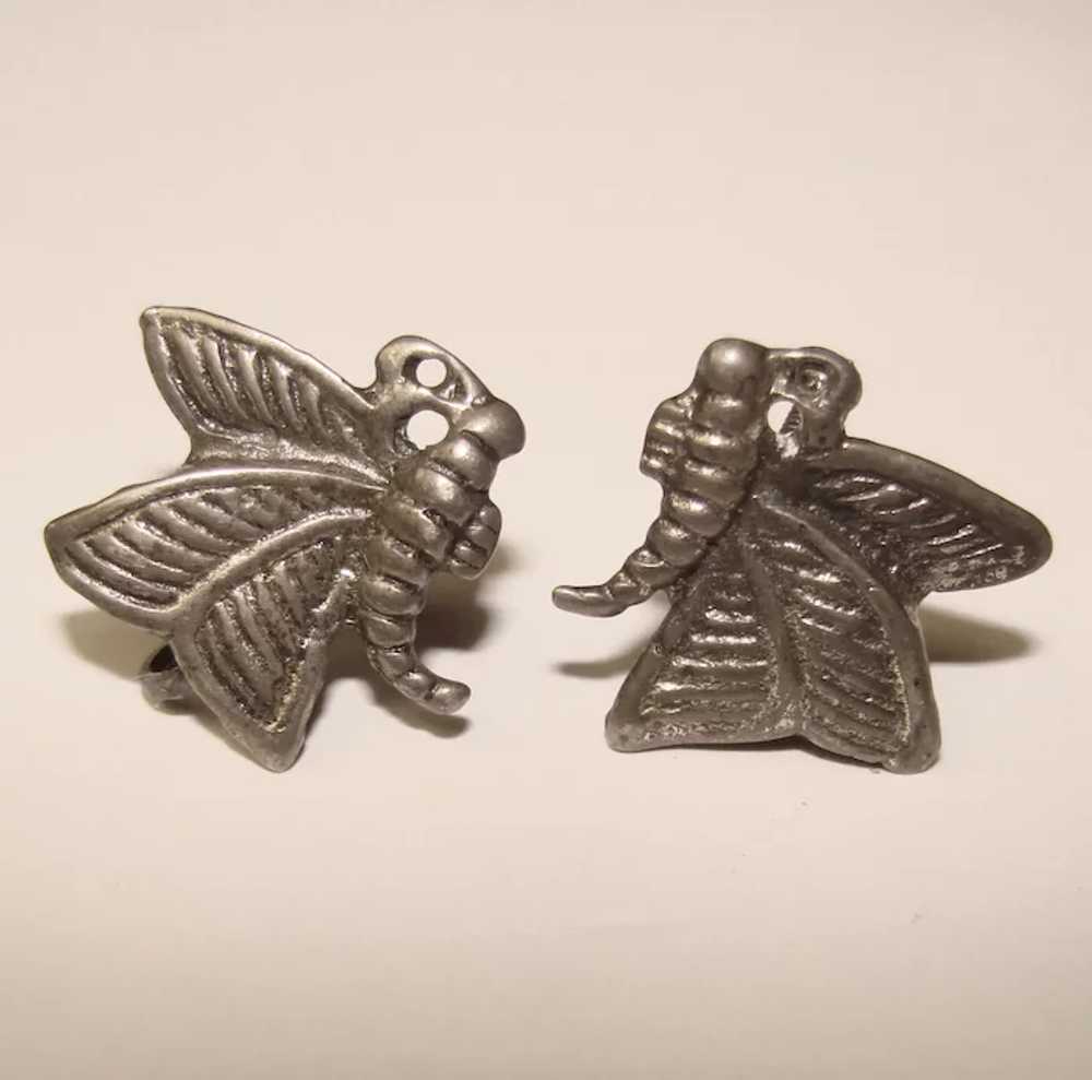 Gorgeous Sterling Butterfly Vintage Earrings - Sc… - image 2