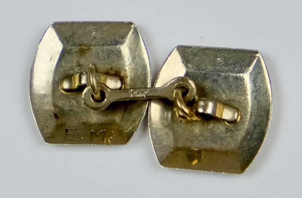 Art Deco 14K White Gold Double Sided Cufflinks - image 3