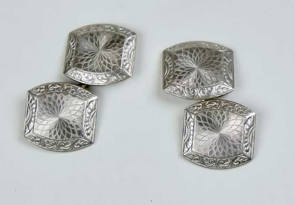Art Deco 14K White Gold Double Sided Cufflinks - image 4