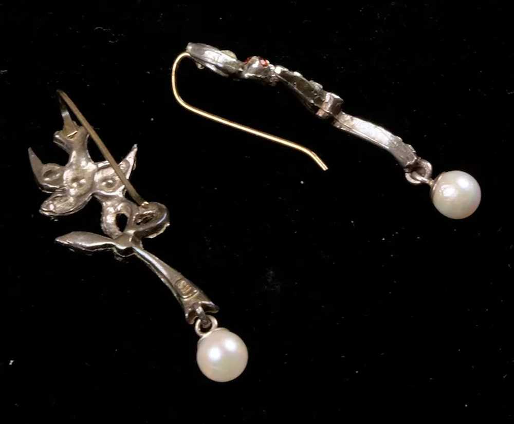 Victorian Style LoveBirds Pearl & Paste Gold & Si… - image 3