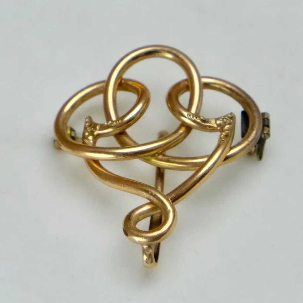 Art Nouveau 14K Rose Gold Watch Pin with Hook - image 2