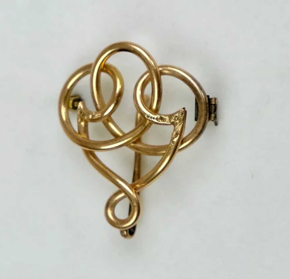 Art Nouveau 14K Rose Gold Watch Pin with Hook - image 3