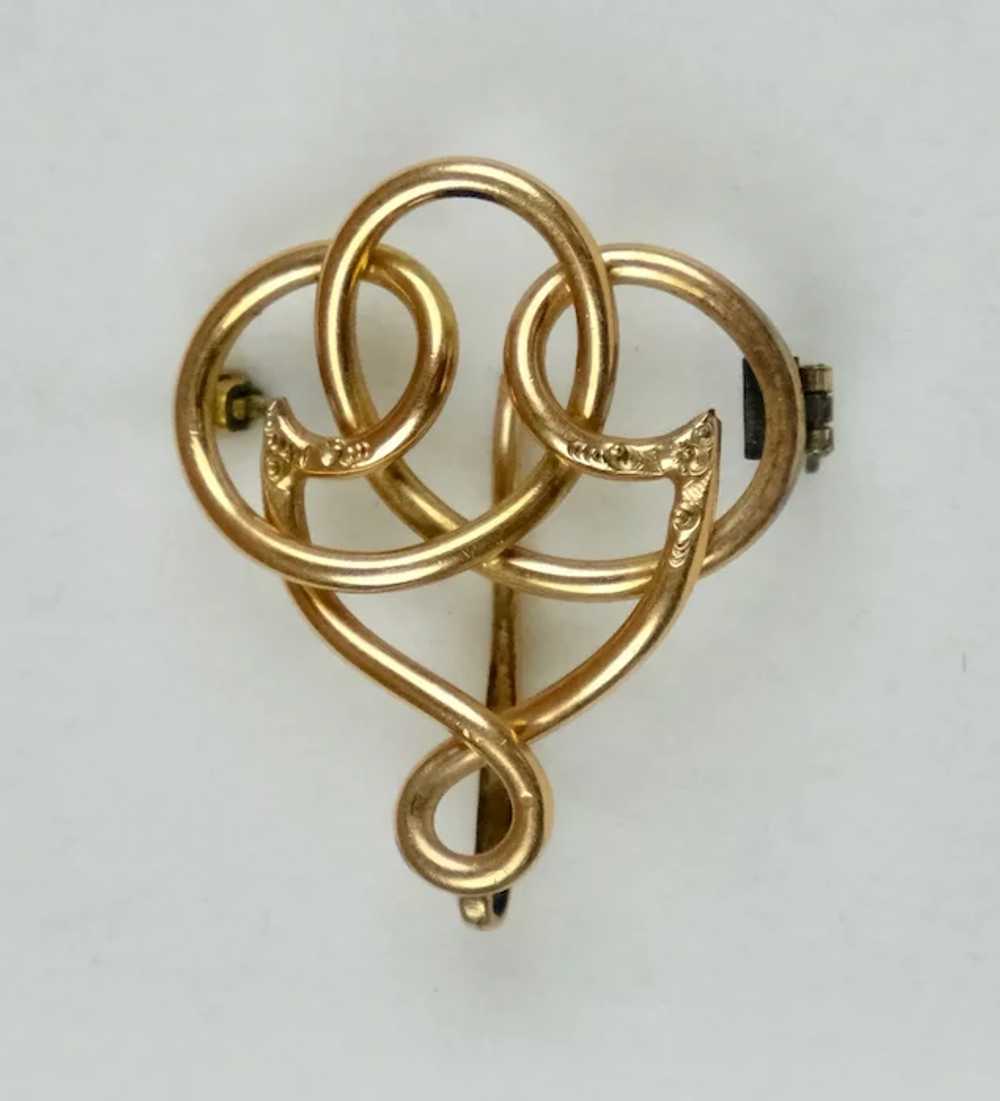 Art Nouveau 14K Rose Gold Watch Pin with Hook - image 5