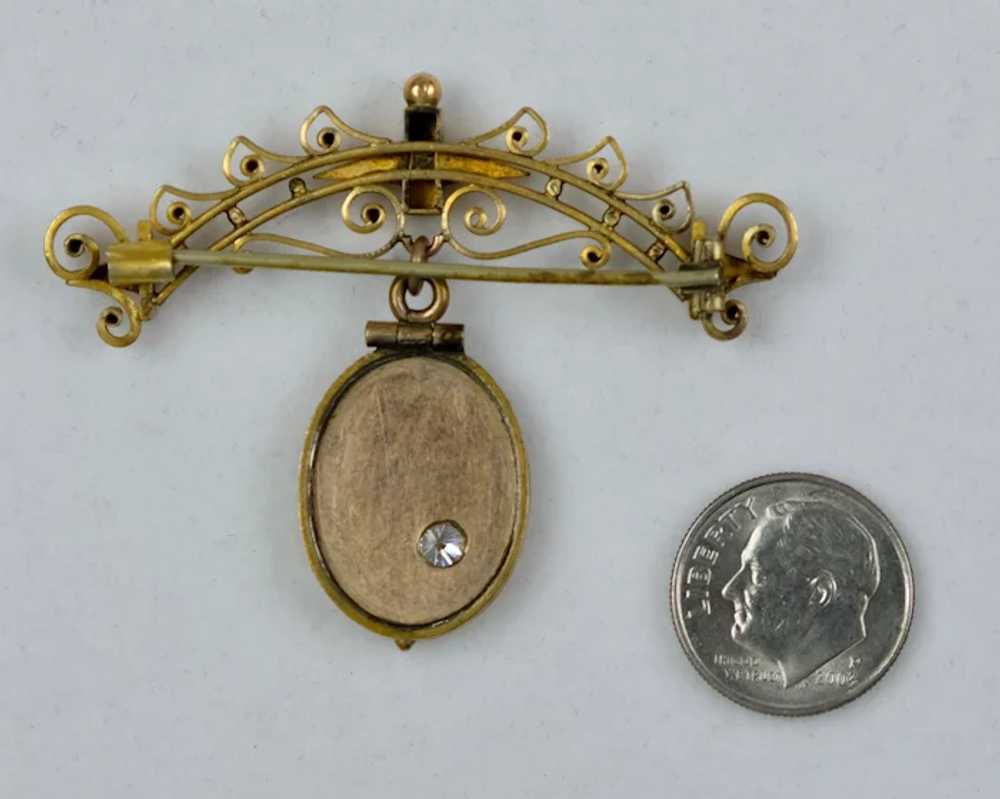 Victorian Gold Fronted Pin with Sparkly Paste Drop - image 2