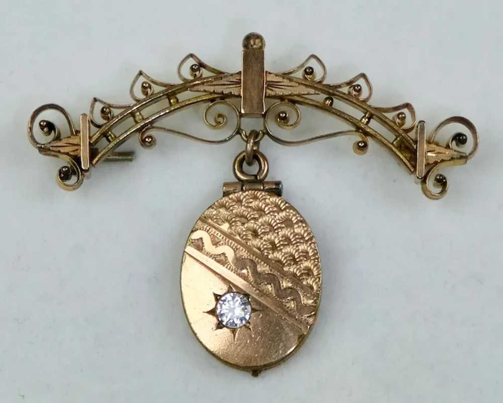 Victorian Gold Fronted Pin with Sparkly Paste Drop - image 4