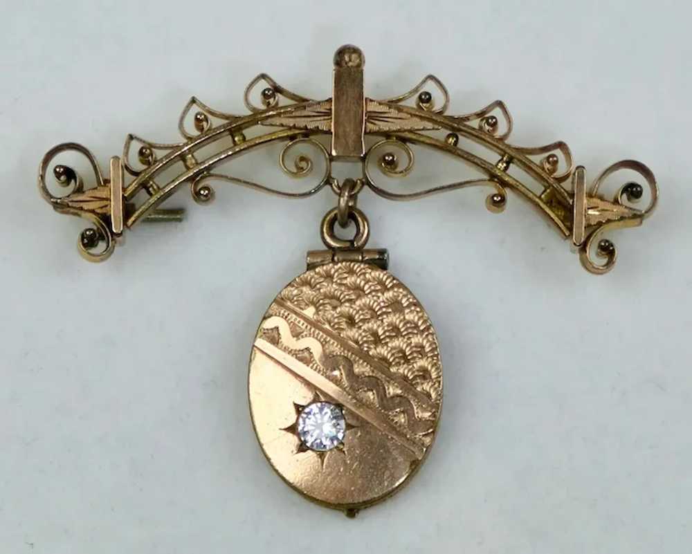 Victorian Gold Fronted Pin with Sparkly Paste Drop - image 4