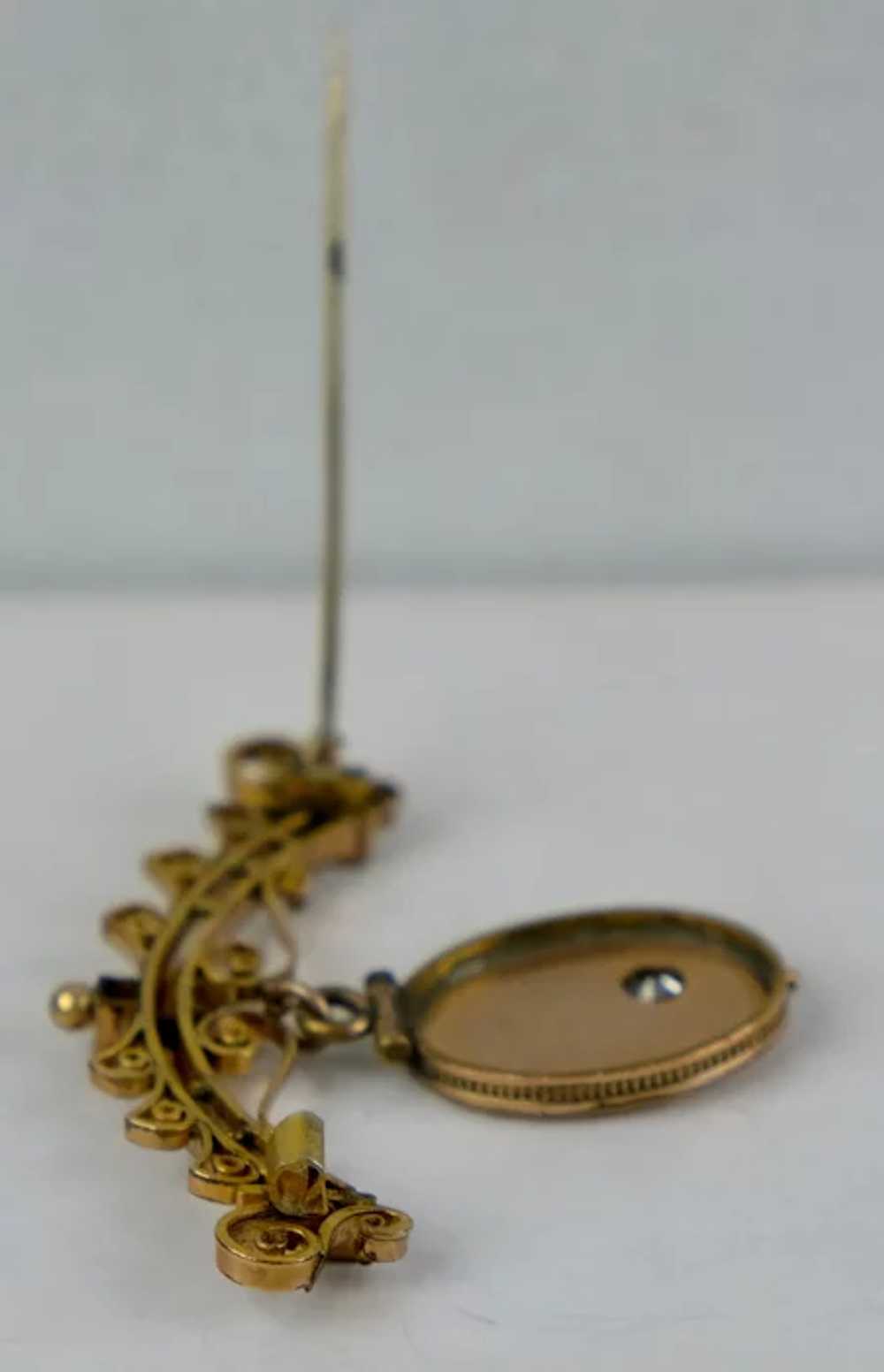 Victorian Gold Fronted Pin with Sparkly Paste Drop - image 5
