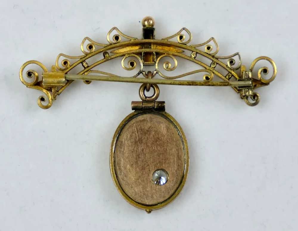 Victorian Gold Fronted Pin with Sparkly Paste Drop - image 6