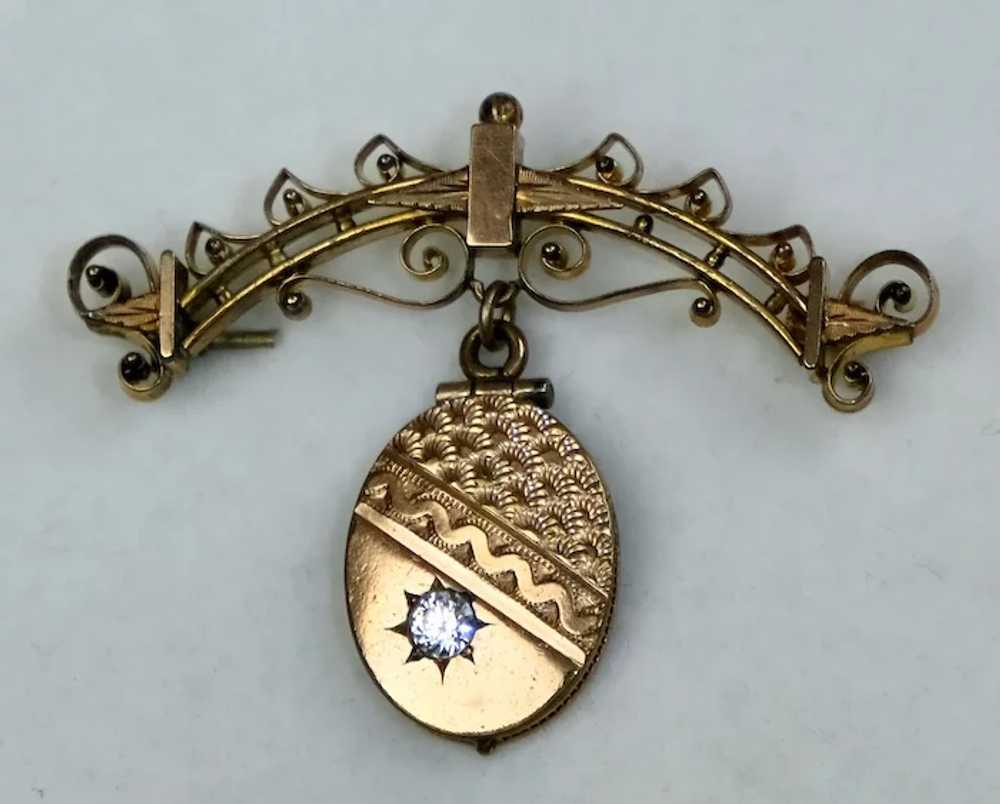 Victorian Gold Fronted Pin with Sparkly Paste Drop - image 7
