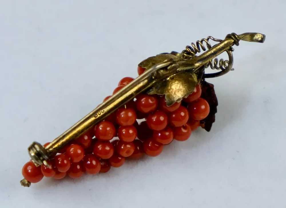 Quality Victorian Gold Salmon Coral Grapes Brooch - image 6
